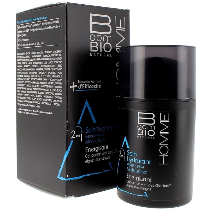 Feuchtigkeitspflege für Gesicht und Augen für Männer BcomBIO - Pumpflasche mit 50 ml