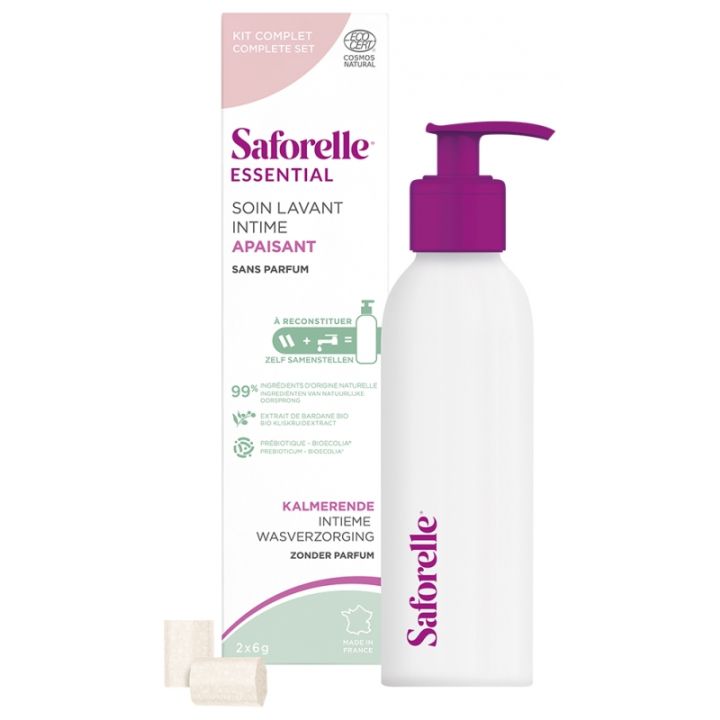 Beruhigendes Intimwaschmittel Startset Saforelle - Box mit einer Flasche + 2 Stäbchen