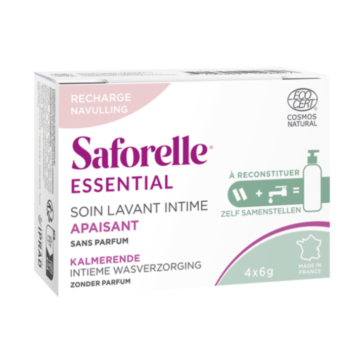 Beruhigende Intimpflege-Nachfüllung Saforelle - Box mit 4 Stäbchen à 6g