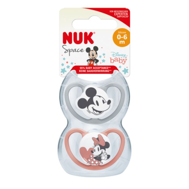 Space Silikon-Schnuller Mickey 0-6 Monate NUK - 2er-Pack Schnuller