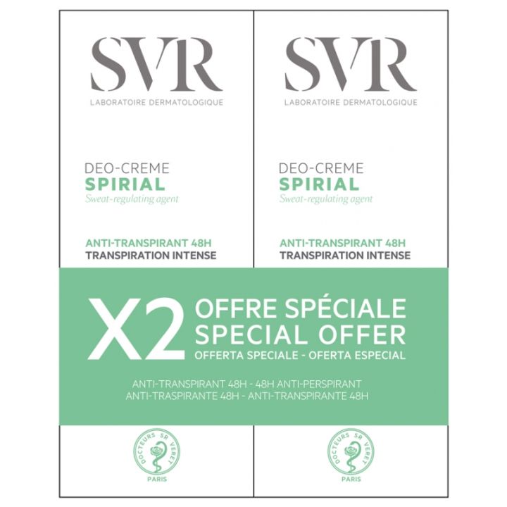 Spirial Intensiv 48h Antitranspirant-Deodorant-Creme SVR - 2er Pack à 50 ml