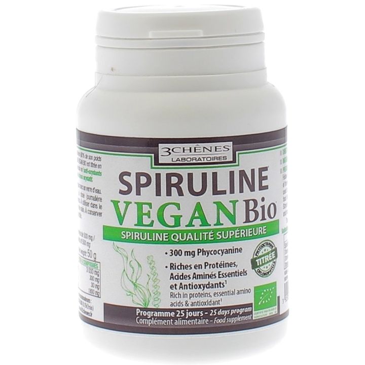 Spirulina Vegan Bio 3 Eichen - Dose von 60 Tabletten