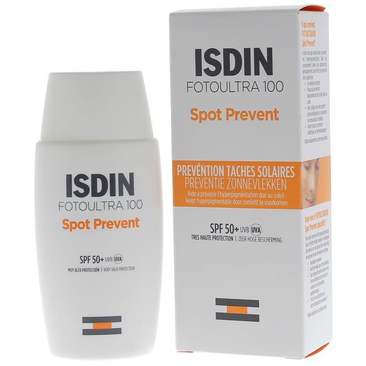 Spot Prevent Sonnenschutz gegen Sonnenflecken SPF50+ Foto Ultra 100 Isdin - Flasche mit 50ml