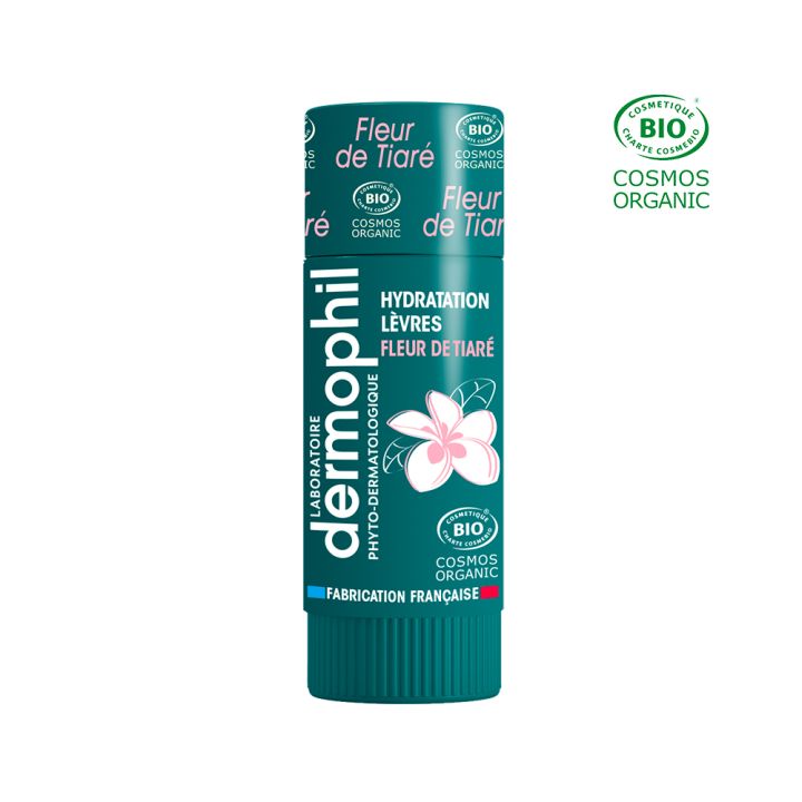 Bio Tiaré-Blüten Lippenbalsam Dermophil Indien - Stick mit 4 g