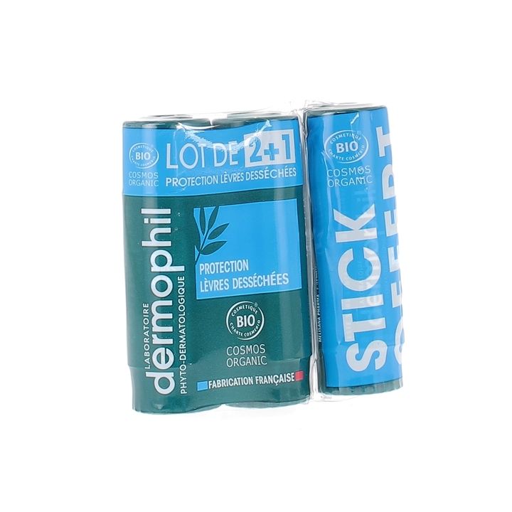 Lippenbalsam zum Schutz vor trockenen Lippen bio Dermophil - 2+1 gratis