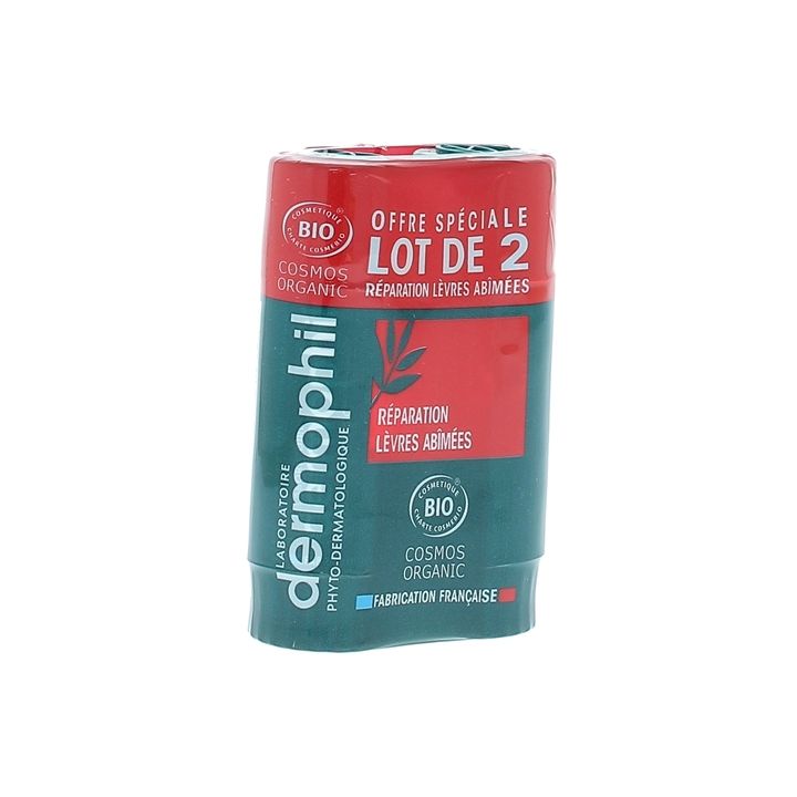 Lippenbalsam Reparatur für geschädigte Lippen bio Dermophil Indien - 2er-Pack mit 4g Stiften
