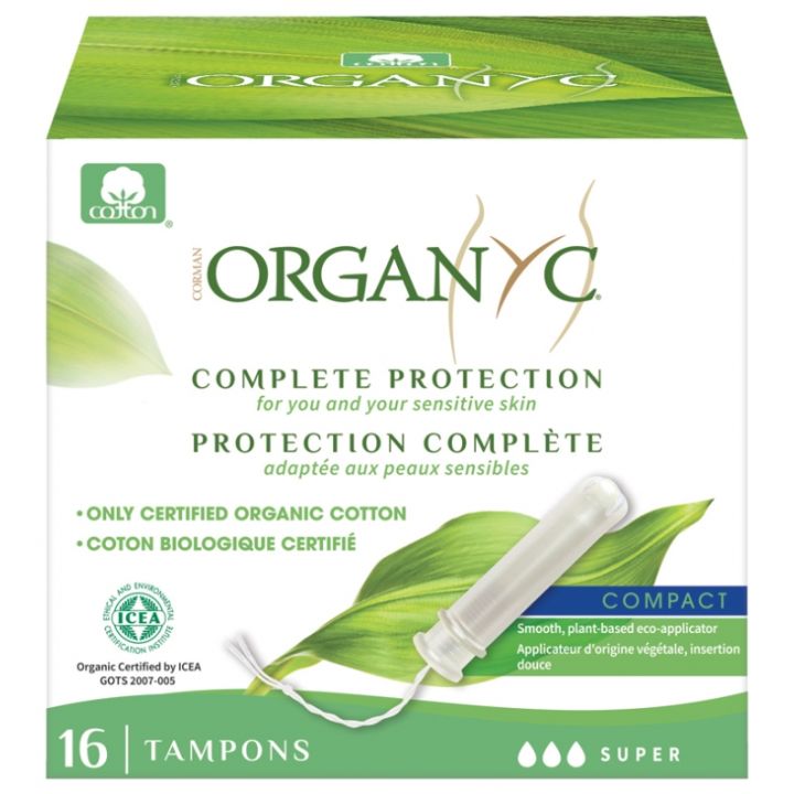 Vollständiger Schutz Organyc Super Tampons mit Applikator - Packung mit 16 Tampons