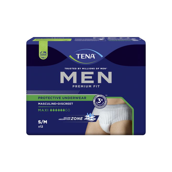 Men Premium fit maxi Größe S/M Tena - Packung mit 12 Schutzvorrichtungen Größe M 39-46 Tena