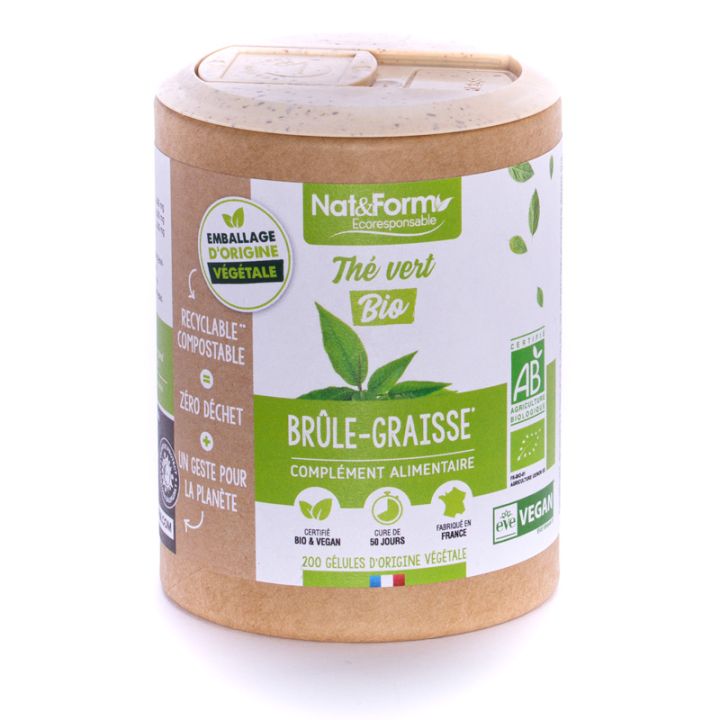 Bio Grüner Tee Ecoresponsable Nat&Form - Dose von 200 Kapseln
