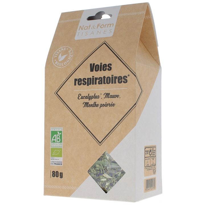 Kräutertee Atemwege Eukalyptus, Malve und Pfefferminze Nat & Form - Beutel mit 80 g