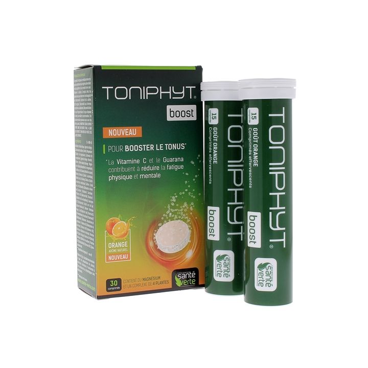 Toniphyt Boost Geschmack Orange Gesundheit Grün - Packung mit 30 Brausetabletten