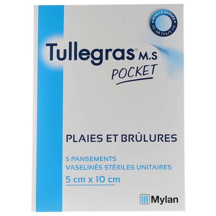 Tullegras M.S Wunden und Verbrennungen pocket 5x10cm Mylan - Packung mit 5 Pflastern