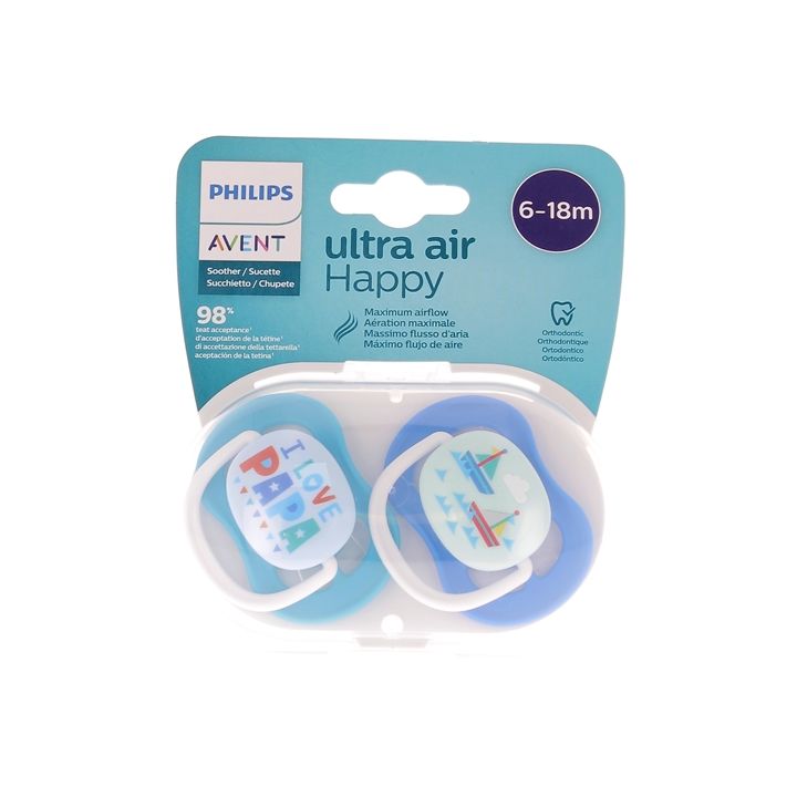 Ultra Air Happy kieferorthopädischer Schnuller 6-18 Monate Philips Avent - 2er Pack Schnuller