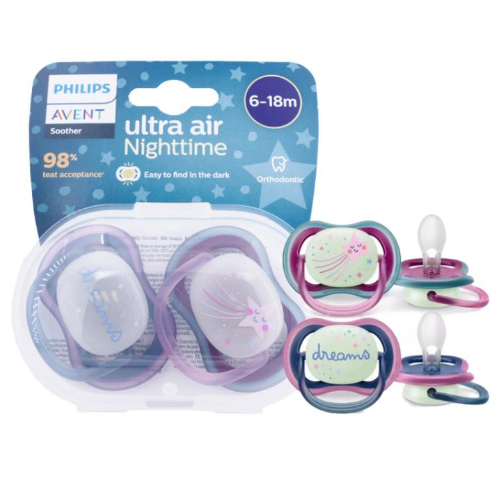 Ultra Air Nacht-Schnuller orthodontisch Nacht 6-18 Monate Philips Avent - 2er-Pack Schnuller
