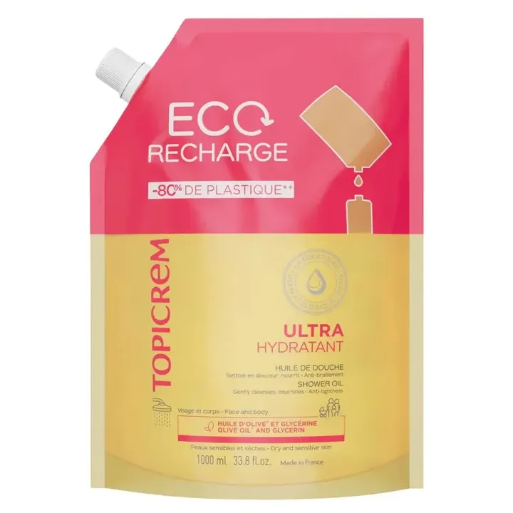 Ultra-feuchtigkeitsspendendes Duschöl Topicrem - Eco-Nachfüllpackung von 1L