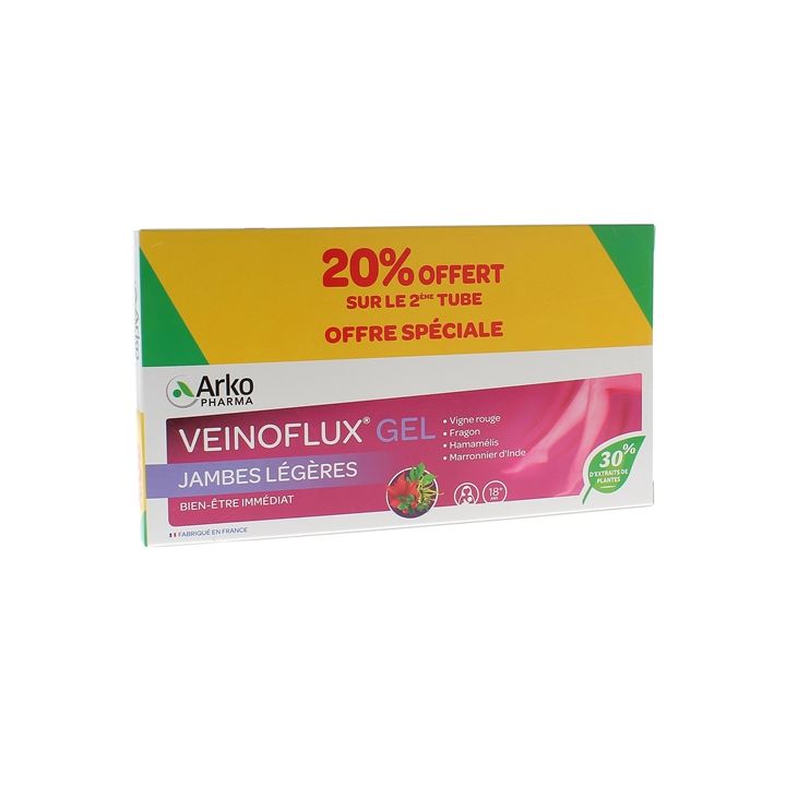 Veinoflux Gel für leichte Beine Arkopharma - 2 Tuben à 150 ml