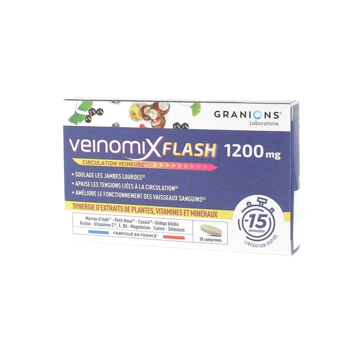 Veinomix Flash 1200 mg Venenzirkulation Granions - Packung mit 30 Tabletten