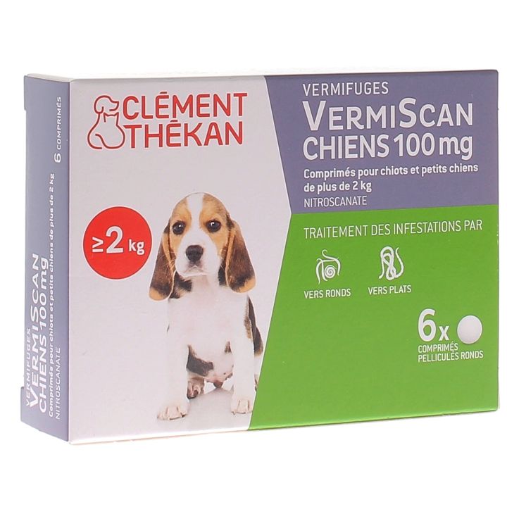 VermiScan Hunde 100 mg Clément thékan - 6 überzogene runde Tabletten