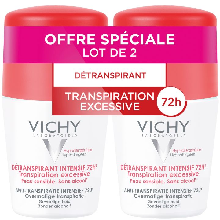 Intensiv-Deodorant 72h gegen übermäßiges Schwitzen Vichy - 2er-Pack 50 ml Roll-On