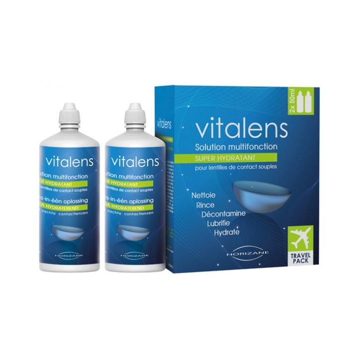 Vitalens Multifunktionslösung für weiche Kontaktlinsen - 2er-Pack mit 50 ml Flaschen