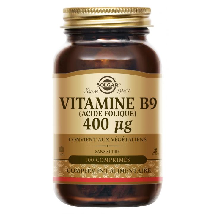 Vitamin B9 (Folsäure) 400 µg Solgar - Flasche mit 100 Tabletten