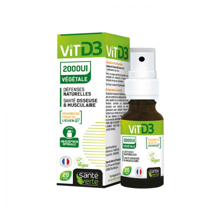 Pflanzliches Vitamin D3 2000 IE natürliche Abwehrkräfte Gesundheit Grün - Spray mit 20 ml