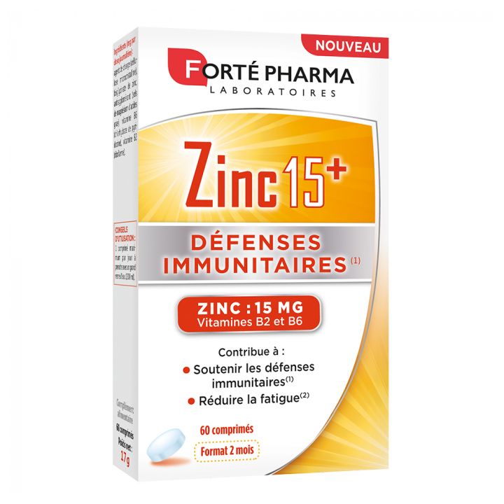 Zink 15+ Forté Pharma - Packung mit 60 Tabletten