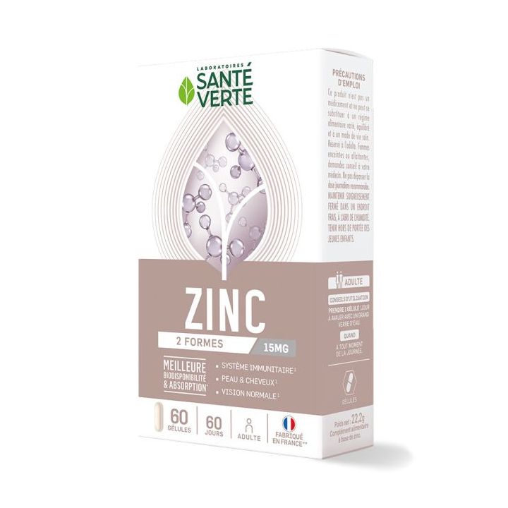 Zink 15 mg Santé Verte - Packung mit 60 Kapseln