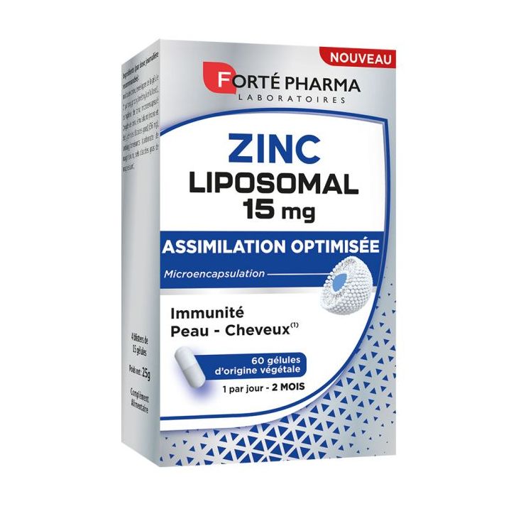 Zink Liposomal 15 mg Forté Pharma - Packung mit 60 Kapseln