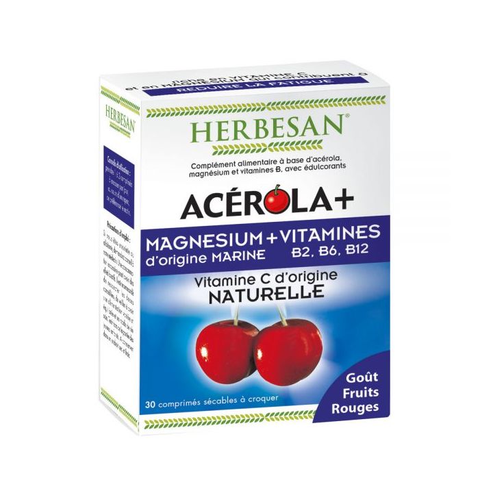 Acerola, Magnesium, Vitamine Herbesan - Packung mit 30 Kaudabletten