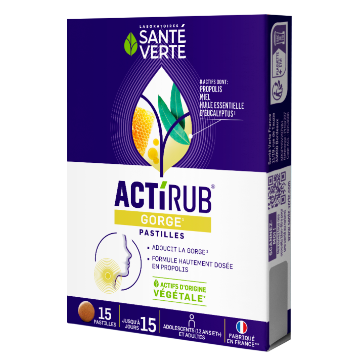 Actirub Hals Gesundheit Grün - Packung mit 15 Lutschtabletten