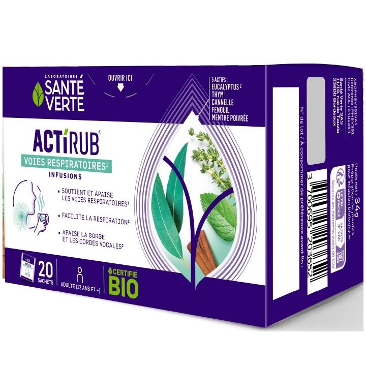 Actirub Atemwege Infusion Gesundheit Grün - Schachtel mit 20 Beuteln