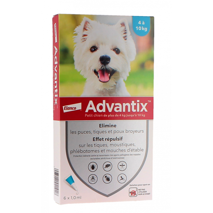 Advantix kleiner Hund von 4 bis 10 kg Bayer - Packung mit 6 Pipetten