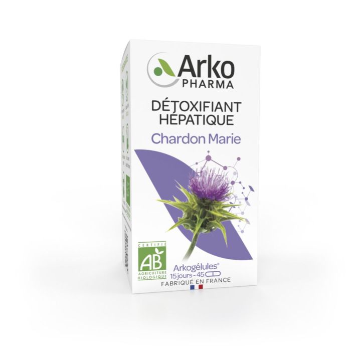Arkogélules Mariendistel bio Arkopharma - Packung mit 45 Kapseln