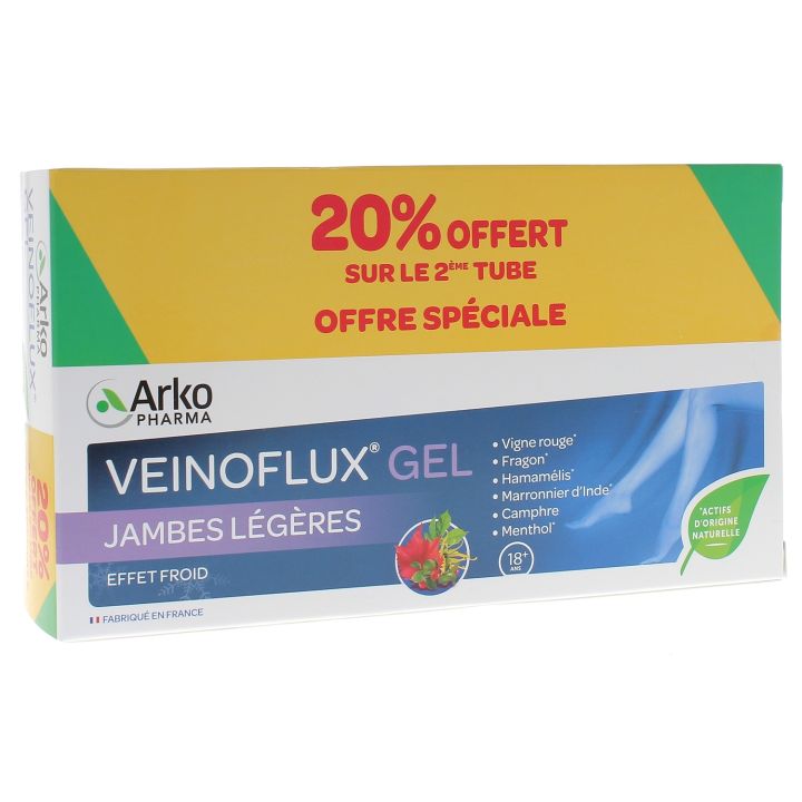 Veinoflux Gel leichte Beine Kühleffekt Arkopharma - 2er Pack mit 150 ml Tuben