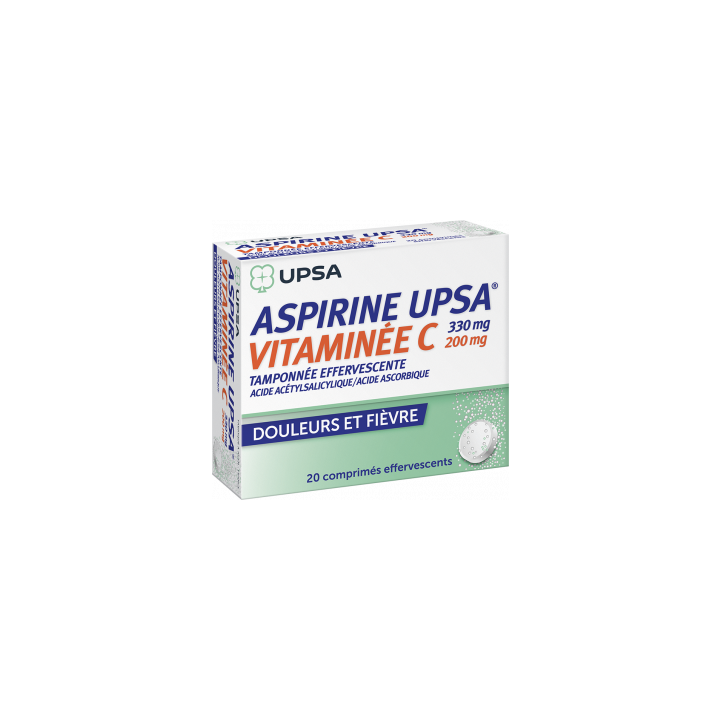 Aspirin UPSA mit gepuffertem Vitamin C - Packung mit 20 Brausetabletten