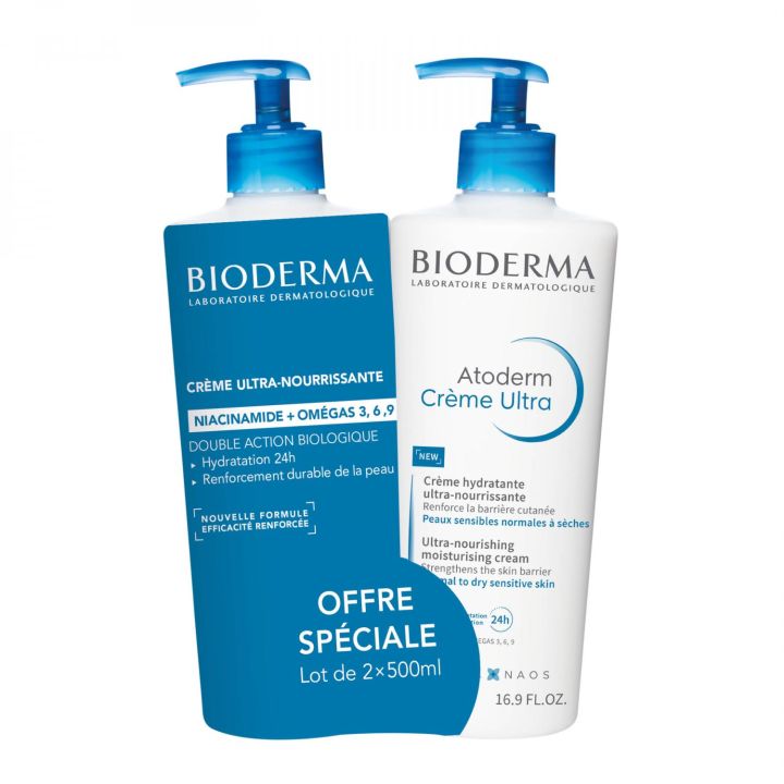 Atoderm Ultra-Nährcreme Bioderma - 2er-Pack mit 500 ml Pumpflaschen