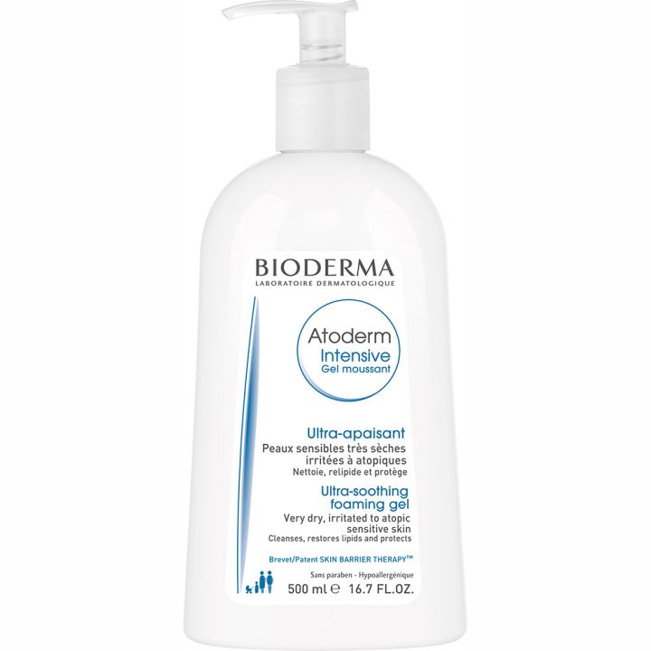 Atoderm Intensive schäumendes Reinigungsgel mit rückfettenden Eigenschaften von Bioderma - Pumpflasche mit 500 ml