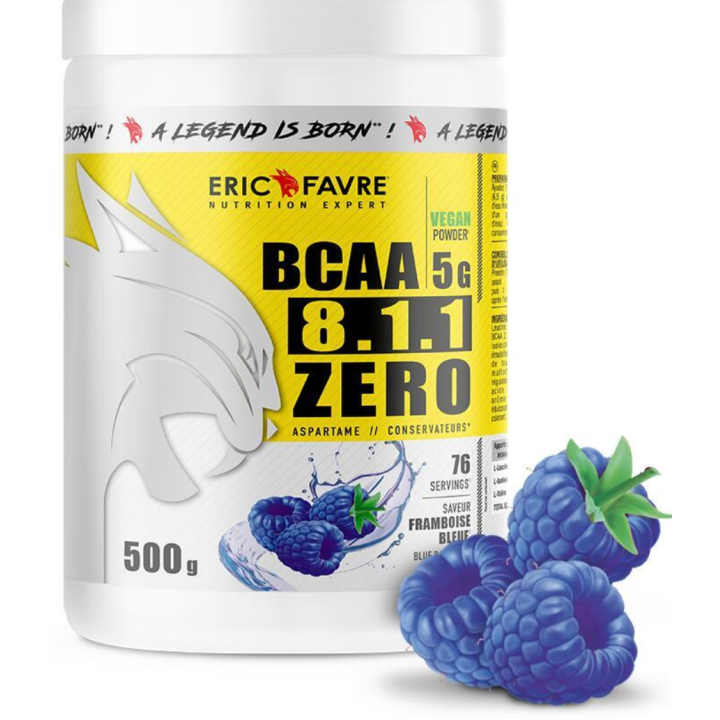 BCAA 8.1.1 Zero Himbeere Blau Eric Favre - 500g Dose