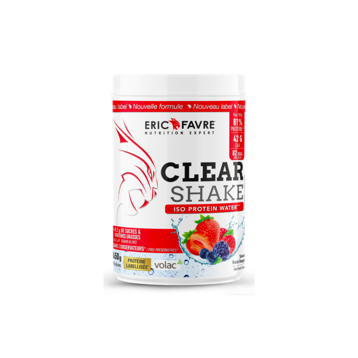 Clear Shake Iso-Protein-Wasser mit rotem Fruchtgeschmack Eric Favre - 500g Dose