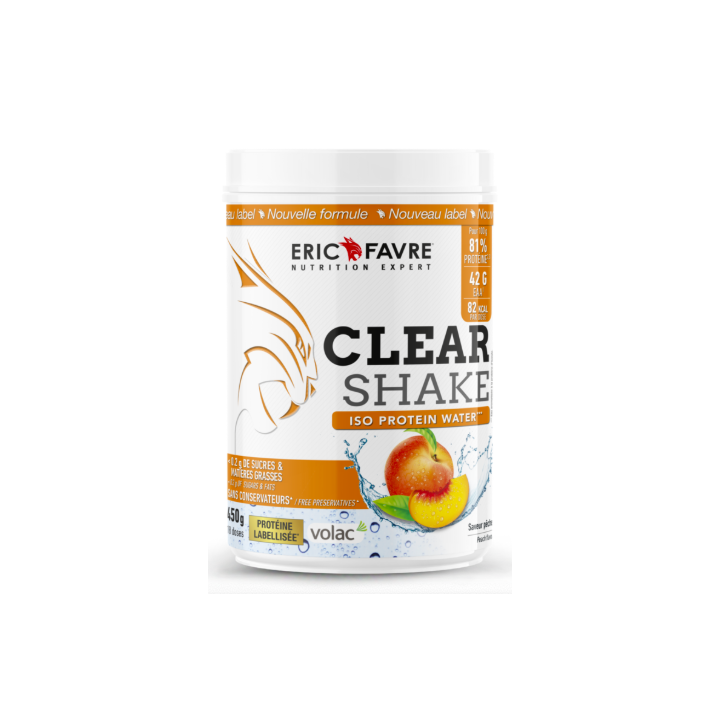 Clear Shake Iso-Protein-Wasser Geschmack Pfirsich Eric Favre - 500g Dose