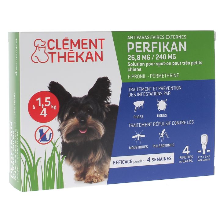 Perfikan 26,8 mg/240 mg für sehr kleine Hunde Clément-Thékan - 4 Pipetten zu 0,44 ml