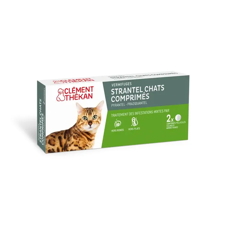 Strantel Katzen Tabletten Clément Thékan - Packung mit 2 Tabletten