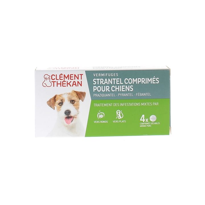 Strantel Wurmkur-Tabletten für Hunde mit Schweinegeschmack Clément Thékan - Packung mit 4 teilbaren Tabletten