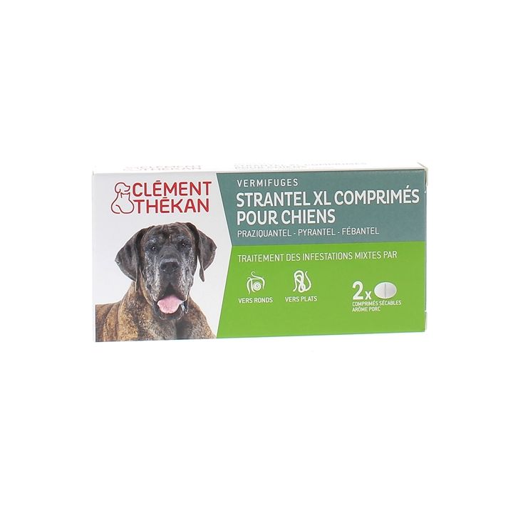 Strantel XL Hunde Wurmtabletten mit Fleischgeschmack Clement Thekan - Packung mit 2 teilbaren Tabletten