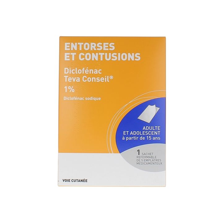 Diclofenac 1% medizinisches Pflaster - Packung mit 5 Pflastern