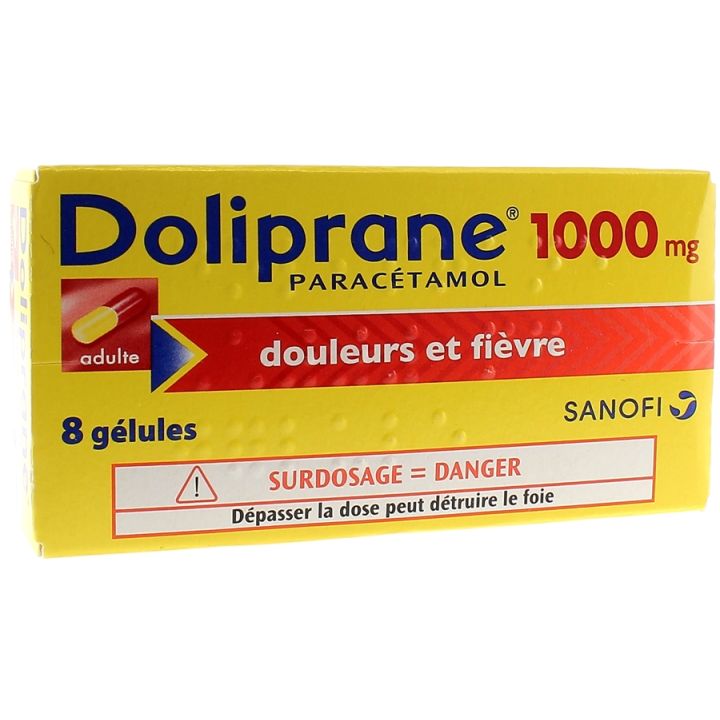 Doliprane 1000mg Kapseln - Packung mit 8 Kapseln