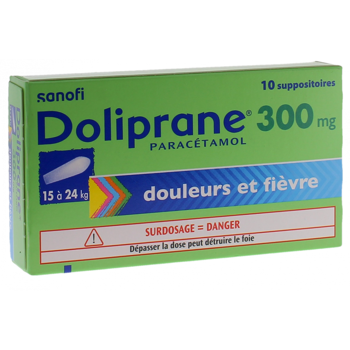 Doliprane 300mg Zäpfchen zum Teilen - Packung mit 10 Zäpfchen