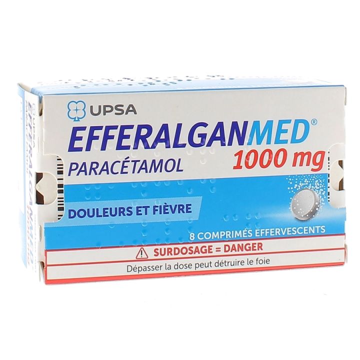 Efferalgan 1g effervescent - Packung mit 8 Tabletten