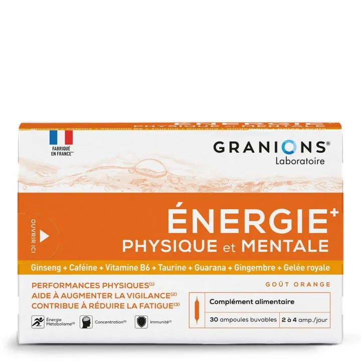 Energie+ physisch und mental Granions - Box mit 30 trinkbaren Ampullen